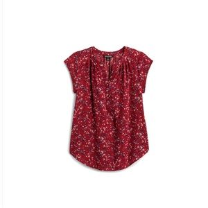 41 Hawthorn. Morey Split Neck Short Sleeve Blouse.
